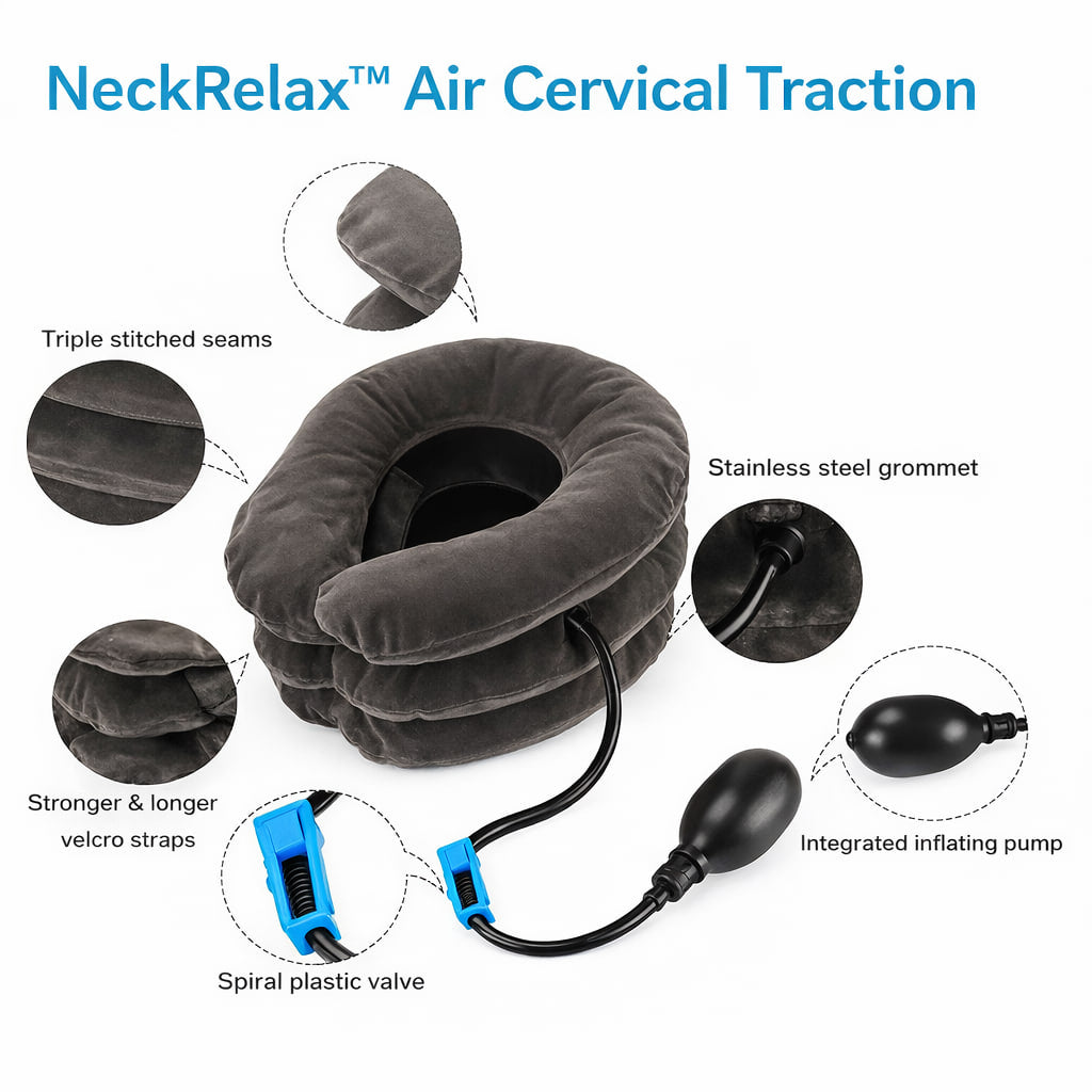 NeckRelax™ Air Cervical Traction – 3-Layer Inflatable Pillow